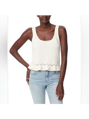 Sam Edelman Inez Pointelle Cream Knit Sleeveless Top bohemian size medium